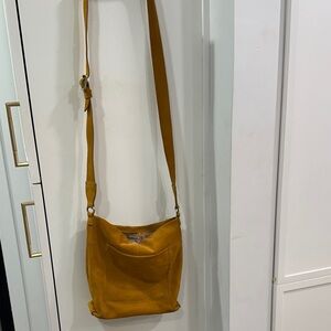 Hobo Mustard Yellow Suede Crossbody Bag
